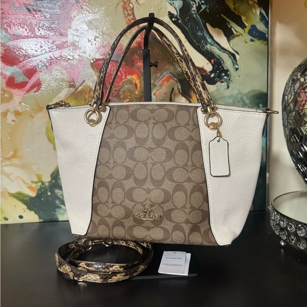Coach Brown and Cream Signature Tote